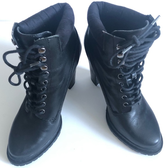 BCBGeneration Platform High Heel Leather Combat Booties - Picture 2 of 9